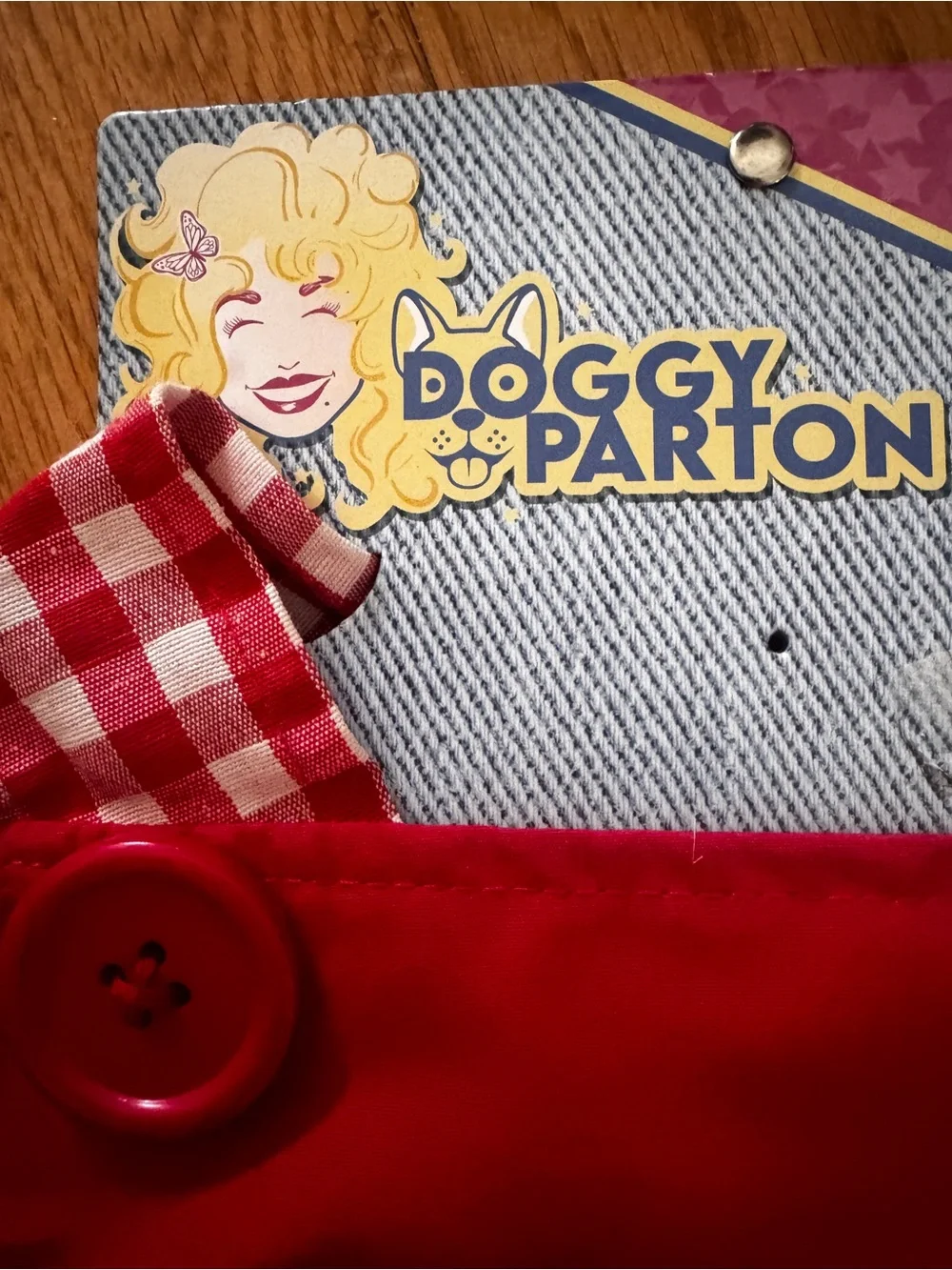 Dolly Parton Doggy Parton Red Gingham Overalls Dress for Dogs Size M NWT